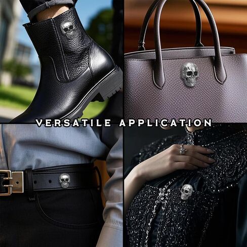 Sanyeyufeng 12Pcs Skull Rivets Buttons Skeleton Stud Goth Mental Conchos Pins for Leather Craft, Leather Belts, Shoes, Bags, Fabric DIY (Silver Gray) in Kuwait