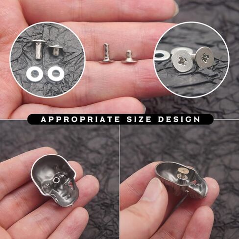 Sanyeyufeng 12Pcs Skull Rivets Buttons Skeleton Stud Goth Mental Conchos Pins for Leather Craft, Leather Belts, Shoes, Bags, Fabric DIY (Silver Gray) in Kuwait