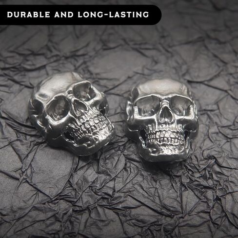 Sanyeyufeng 12Pcs Skull Rivets Buttons Skeleton Stud Goth Mental Conchos Pins for Leather Craft, Leather Belts, Shoes, Bags, Fabric DIY (Silver Gray) in Kuwait