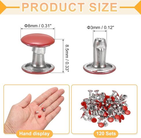 UXCELL 120SET LEATHY PROTETS ، 8MM CAP DOUBLE CAP Protular Metal Studs Repars in Kuwait