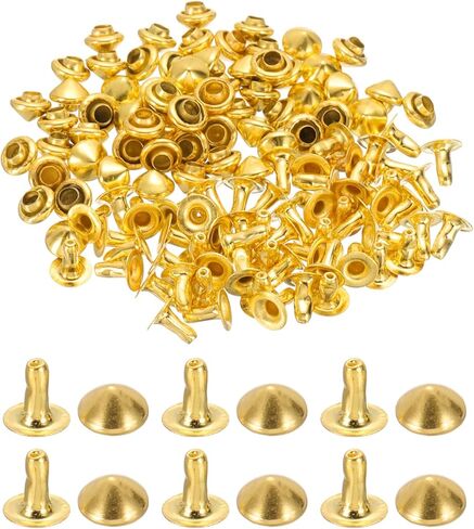 PATIKIL 9mm Spike Rivets, 100 Sets Square Studs Rivet Rapid Punk Spikes Leathercraft Decoration for Rock Nailheads Clothing Belts Bags Shoes, Gold Tone in Kuwait