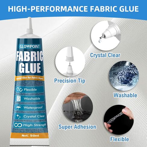 100ml Fabric Glue, Extra Strong Fabric Glue for Clothes, Crafts, Upholstery, Material, Textile, Felt, and Badges, Clear, Machine Washable, No Sew Permanent Bond Fabric Adhesive 2 Pack in Kuwait