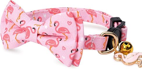 2 Pack Cotton Cat Collar with Bow Tie and Bell for Girl Boy Cats,Cute Pink Flamingo and Blue Whale Pattern Spring Summer Breakaway Cat Collar for Male Female Cats (Flamingo&Whale) in Saudi Arabia