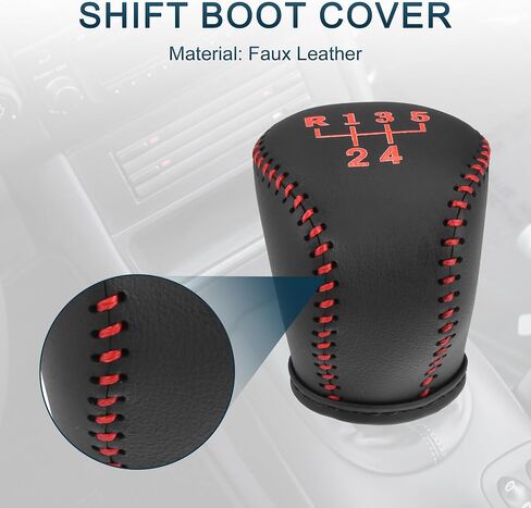 Gear Shift Knob Cover for Buick Excelle 04-07 with Black Stitches Durable | Interior Transmission Shifter Boot Lever Cover Black Faux Leather 1 Pcs in Saudi Arabia