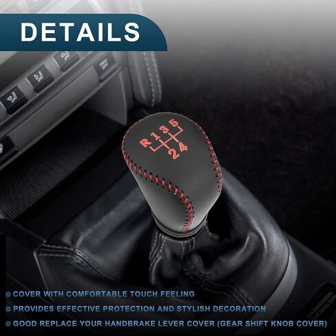 Gear Shift Knob Cover for Buick Excelle 04-07 with Black Stitches Durable | Interior Transmission Shifter Boot Lever Cover Black Faux Leather 1 Pcs in Saudi Arabia
