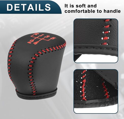 Gear Shift Knob Cover for Buick Excelle 04-07 with Black Stitches Durable | Interior Transmission Shifter Boot Lever Cover Black Faux Leather 1 Pcs in Saudi Arabia