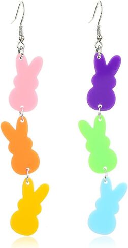 WCRAZYE Handmade Easter Earrings for Women Colorful Rabbit Flower Basket Egg Bunny Earrings Cute Cartoon Spring Flower Rabbit Earrings Easter Gift Earrings (Pink Rabbit) in Kuwait