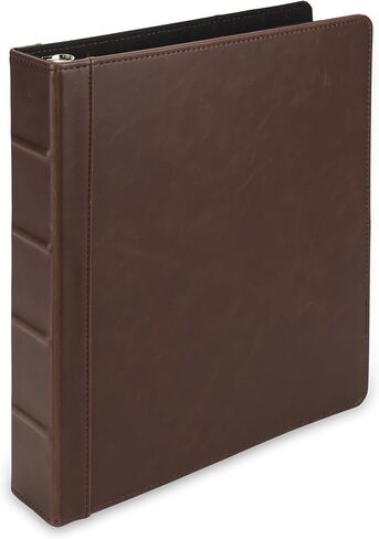 Samsill Vintage Hardback 3 Ring Leather Binder, Professional Binder Organizers, Planner Binder, 0.5 Inch 3 Ring Binder, Letter Size 8.5 x 11, No Zipper, Faux Leather, Black in Kuwait