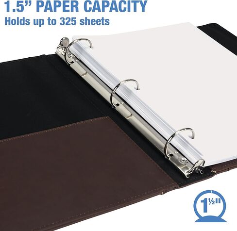 Samsill Vintage Hardback 3 Ring Leather Binder, Professional Binder Organizers, Planner Binder, 0.5 Inch 3 Ring Binder, Letter Size 8.5 x 11, No Zipper, Faux Leather, Black in Kuwait