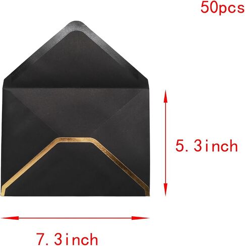 Lilaly 50 Pcs Invitation Envelopes, Pink Wedding Envelopes 5x7, A7 with Gold Border for Graduation, Wedding, Greeting in Saudi Arabia