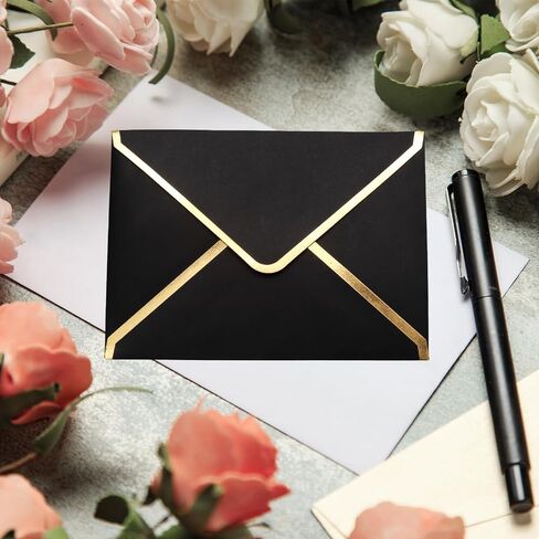 Lilaly 50 Pcs Invitation Envelopes, Pink Wedding Envelopes 5x7, A7 with Gold Border for Graduation, Wedding, Greeting in Saudi Arabia