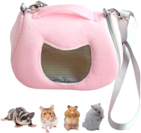 Small Pet Carrier Bag with Adjustable Shoulder Strap Hamster Travel Cage Breathable Carrier Portable Travel Carrier for Birds Sugar Glider Golden Hamsters (Pink B) in Saudi Arabia