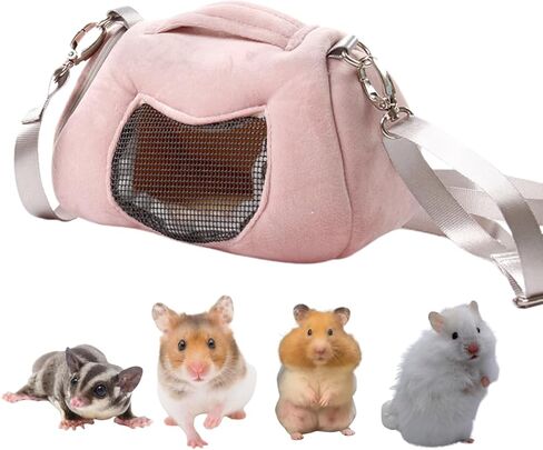 Small Pet Carrier Bag with Adjustable Shoulder Strap Hamster Travel Cage Breathable Carrier Portable Travel Carrier for Birds Sugar Glider Golden Hamsters (Pink B) in Saudi Arabia