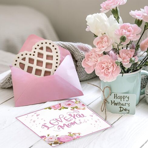 50PCS Happy Mother's Day Napkins Party Supplies, Disposable Floral Love You Mom Paper Luncheon Cocktail Napkins Tableware for Mothers Day Birthday Party Favors in Saudi Arabia