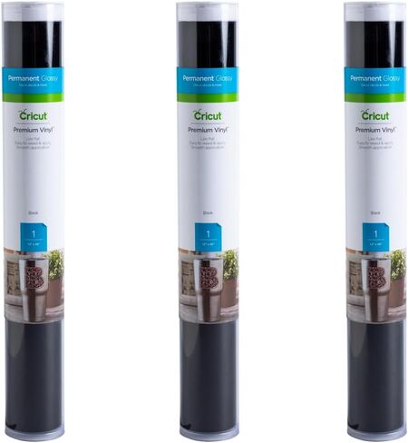 Cricut Premium Permanent Vinyl, 12ft - Black (3-Pack of 4ft Rolls), Compatible with Cricut Explore/Maker Machines in Saudi Arabia
