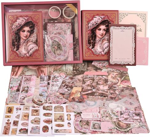 emmoolife Scrapbooking Supplies Kit ، Daily Life World Travel Scrapbook Kit for Bullet Junk Journal ، Stationery ، A6 Grid Noteboor ، DIY Journaling Supplies ، Birthday Craft Gift Teen Girl Women in Kuwait