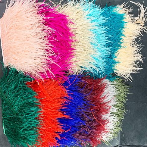 Heyiwell 2Yards Dark Purple Ostrich Feather Fringe Trim for Sewing Clothes,Latin Dress,Wedding,DIY Dress Crafts Decoration 4~6" Inch in Saudi Arabia