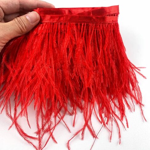 Heyiwell 2Yards Dark Purple Ostrich Feather Fringe Trim for Sewing Clothes,Latin Dress,Wedding,DIY Dress Crafts Decoration 4~6" Inch in Saudi Arabia