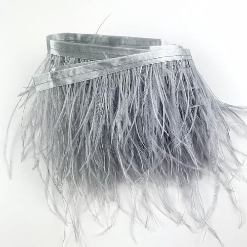 Heyiwell 2Yards Dark Purple Ostrich Feather Fringe Trim for Sewing Clothes,Latin Dress,Wedding,DIY Dress Crafts Decoration 4~6" Inch in Saudi Arabia