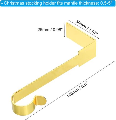 PATIKIL Christmas Stocking Holders, 6pcs Stocking Holder Stand Metal Hooks Reusable Right Angle for Fireplace Indoor Decorations Garland, Gold in Saudi Arabia