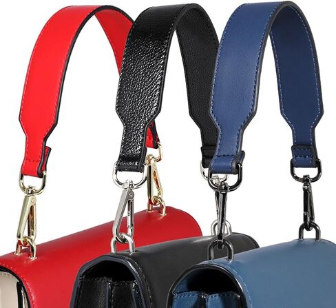 Purse-Strap Replacement Faux Leather Handbag-Strap Short Handles Shoulder Bag Strap Replacement with Metal Clasp Black(Gunblack Clasp) in Saudi Arabia