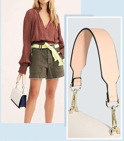 Purse-Strap Replacement Faux Leather Handbag-Strap Short Handles Shoulder Bag Strap Replacement with Metal Clasp Black(Gunblack Clasp) in Saudi Arabia