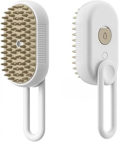 Cat Steam Brush,Rechargeable with Handle,Self-Cleaning Grooming Tool,for Cats and Dogs,3 In 1 Cat Steamy Brush, Multifunctional Hair Comb for Removing Tangled and Loose Hair (beige) in Saudi Arabia
