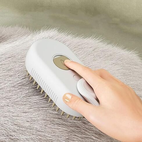 Cat Steam Brush,Rechargeable with Handle,Self-Cleaning Grooming Tool,for Cats and Dogs,3 In 1 Cat Steamy Brush, Multifunctional Hair Comb for Removing Tangled and Loose Hair (beige) in Saudi Arabia