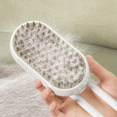 Cat Steam Brush,Rechargeable with Handle,Self-Cleaning Grooming Tool,for Cats and Dogs,3 In 1 Cat Steamy Brush, Multifunctional Hair Comb for Removing Tangled and Loose Hair (beige) in Saudi Arabia