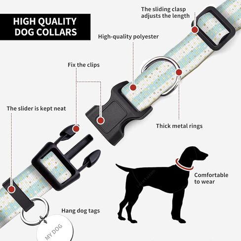 Dog Collar, Adjustable Funny Pet Collar with Quick Release Durable Buckle, Cute Collars for Medium Large Dogs, Cute Striped Spots in Kuwait
