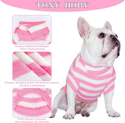 TONY HOBY Dog Sweater, Knitted Dog Sweater Shirts, Winter Dog Shirts Clothes for Small Medium Dog (Blue, M) in Saudi Arabia