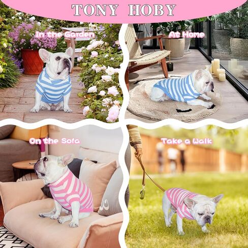 TONY HOBY Dog Sweater, Knitted Dog Sweater Shirts, Winter Dog Shirts Clothes for Small Medium Dog (Blue, M) in Saudi Arabia