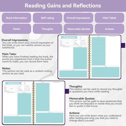 Reading Journals for Book Lovers, Book Journal Reading Log for Readers to Review and Track Your Reading, Book Club Journal and Planner, 80 Books (8.5x5.5"), Teal in Kuwait