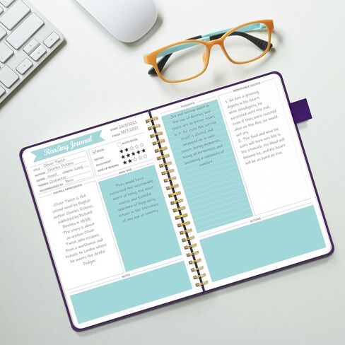 Reading Journals for Book Lovers, Book Journal Reading Log for Readers to Review and Track Your Reading, Book Club Journal and Planner, 80 Books (8.5x5.5"), Teal in Kuwait