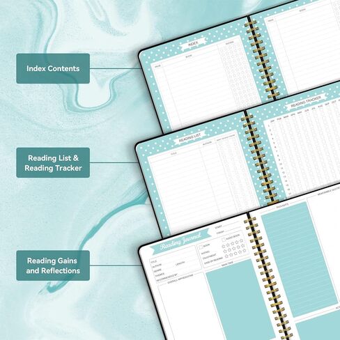Reading Journals for Book Lovers, Book Journal Reading Log for Readers to Review and Track Your Reading, Book Club Journal and Planner, 80 Books (8.5x5.5"), Teal in Saudi Arabia