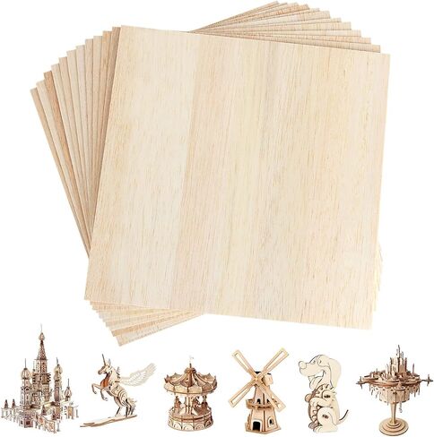 20 Pack Balsa Wood Sheets, 8"x12"x1/16", Thin Natural Unfinished Wood for Crafts, Hobby, Model Making, Wood Burning and Laser Projects, School Projects, Craft Project（200x300x1.5MM） in Saudi Arabia
