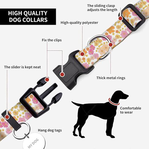 Dog Collar, Adjustable Funny Pet Collar with Quick Release Durable Buckle, Cute Collars for Medium Large Dogs, Cute Striped Spots in Kuwait