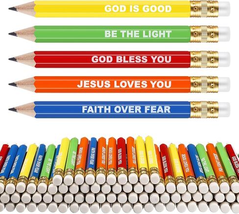 Jetec 50Pcs Inspirational Golf Pencils Christmas Mini Half Pencils Bulk with Eraser Back to School Gifts for Boys, Girls, Students and Teachers Office Supplies(Candy Color,Inspirational) in Kuwait