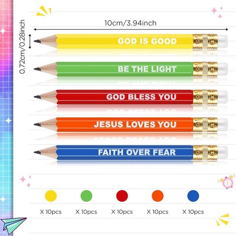 Jetec 50Pcs Inspirational Golf Pencils Christmas Mini Half Pencils Bulk with Eraser Back to School Gifts for Boys, Girls, Students and Teachers Office Supplies(Candy Color,Inspirational) in Kuwait