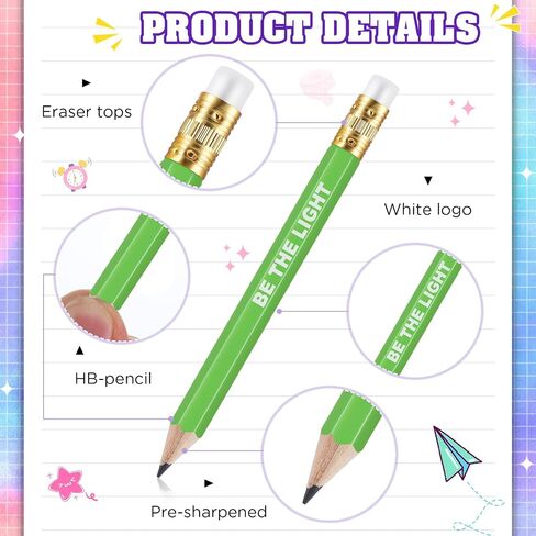 Jetec 50Pcs Inspirational Golf Pencils Christmas Mini Half Pencils Bulk with Eraser Back to School Gifts for Boys, Girls, Students and Teachers Office Supplies(Candy Color,Inspirational) in Kuwait