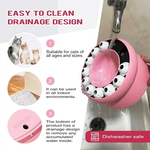 Interactive Cat Slow Feeder Bowl – Puzzle Bowl for Indoor Cats & Dogs, Kitten Puzzles Toys Treat Dispensing Food Dispenser (Pink) in Saudi Arabia