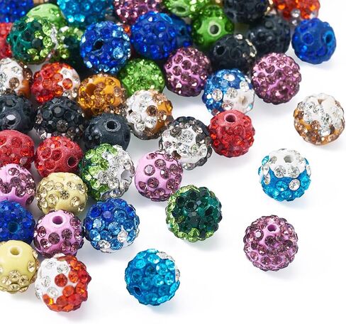 Cheriswelry 40Pcs 20mm Crystal Rhinestone Beads Black White Bubblegum Bead Round Ball Disco Beads for DIY Jewelry Making Bracelets Necklace Earring Supplies in Kuwait