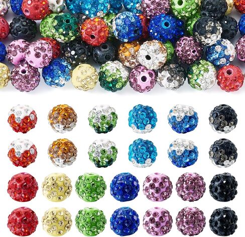 Cheriswelry 40Pcs 20mm Crystal Rhinestone Beads Black White Bubblegum Bead Round Ball Disco Beads for DIY Jewelry Making Bracelets Necklace Earring Supplies in Kuwait