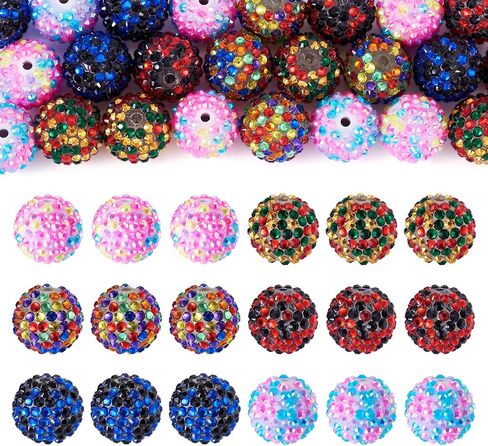 Cheriswelry 40Pcs 20mm Crystal Rhinestone Beads Black White Bubblegum Bead Round Ball Disco Beads for DIY Jewelry Making Bracelets Necklace Earring Supplies in Kuwait