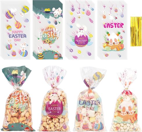 Valentines Treat Bags, 100 PCS Valentines Goodie Bags, Valentines Day Plastic Goodie Candy Goody Cookie Favor Ziplock Cellophane Treat Bags for Classroom Party Small Mini Valentines Gift Bags Bulk in Saudi Arabia