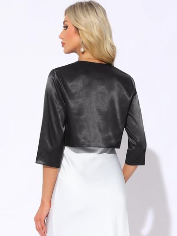 Allegra K Satin Cardigan for Women's Open Front Elegant Formal 3/4 Sleeve Bolero Shrug Jacket in Saudi Arabia