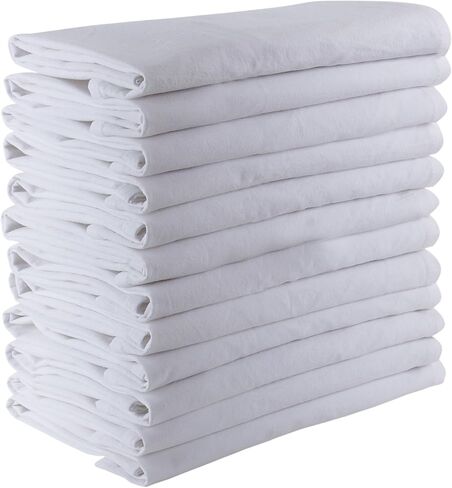 Flour Sack Dish Towels, (27 x 27 Inches), 100% Cotton Kitchen Towels, Highly Absorbent Tea Towels, Multipurpose Flour Sack Towels for Embroidery- Set of 12 - White in Kuwait