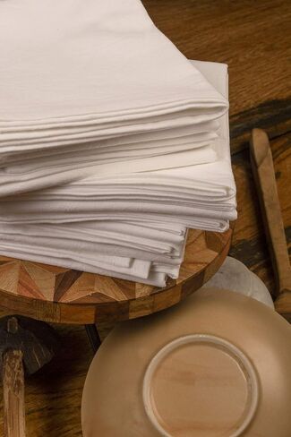 Flour Sack Dish Towels, (27 x 27 Inches), 100% Cotton Kitchen Towels, Highly Absorbent Tea Towels, Multipurpose Flour Sack Towels for Embroidery- Set of 12 - White in Kuwait