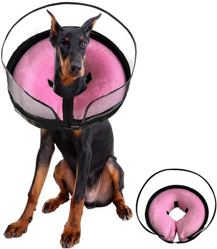 Inflatable Surgery Collar for Dogs-Enhanced Anti-Licking Protective Cone with Adjustable Strap (Grey, XL) in Kuwait
