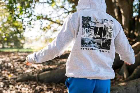 THE NORTH FACE Boys' Camp Fleece Pullover Hoodie, TNF Light Grey Heather/Radiant Poppy, Medium in Saudi Arabia